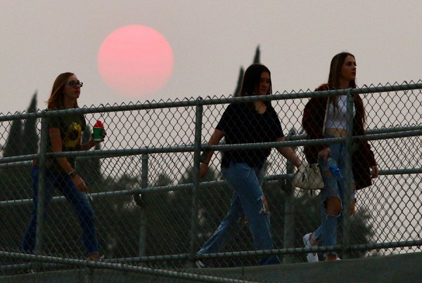 This was the scene in Lemoore High School's Tiger Stadium Friday night as smoke from California fires continue to contribute to poor air quality in the San Joaquin Valley and elsewhere.
